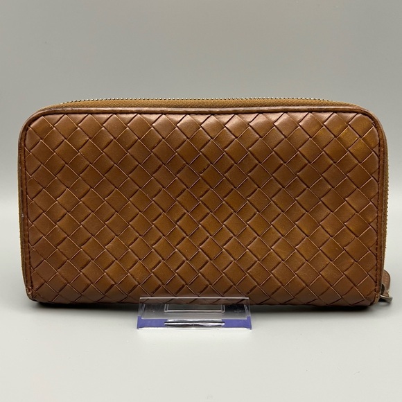 Bottega Veneta Handbags - Bottega Veneta Intrecciato Zip Around Wallet, Camel Brown